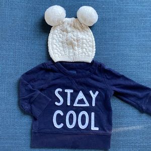 GUC baby gap sweatshirt and Pom-Pom hat size 6-12 months